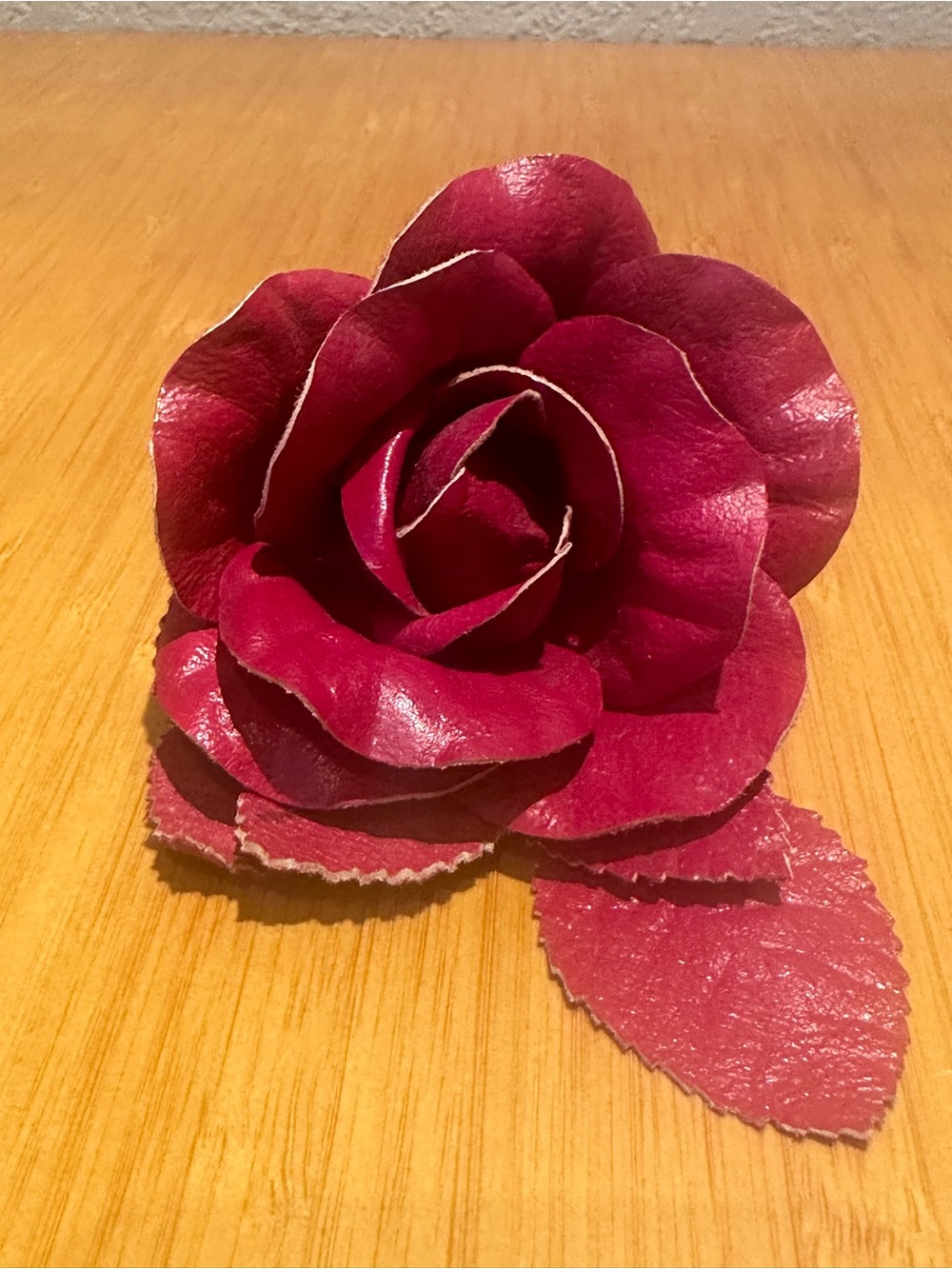 Leather Rose Brooch - Unisex